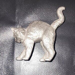 Franklin Mint Pewter 1980's Collector Curio Cabinet Cat from Cat Collection